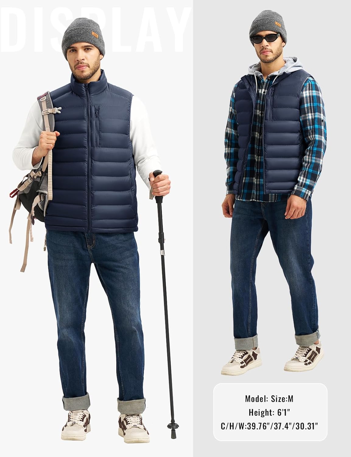 Rdruko Men's Puffer Vest Lightweight Outerwear Winter Warm Outdoor Hiking Casual Vest with 5 Pockets - Image 7