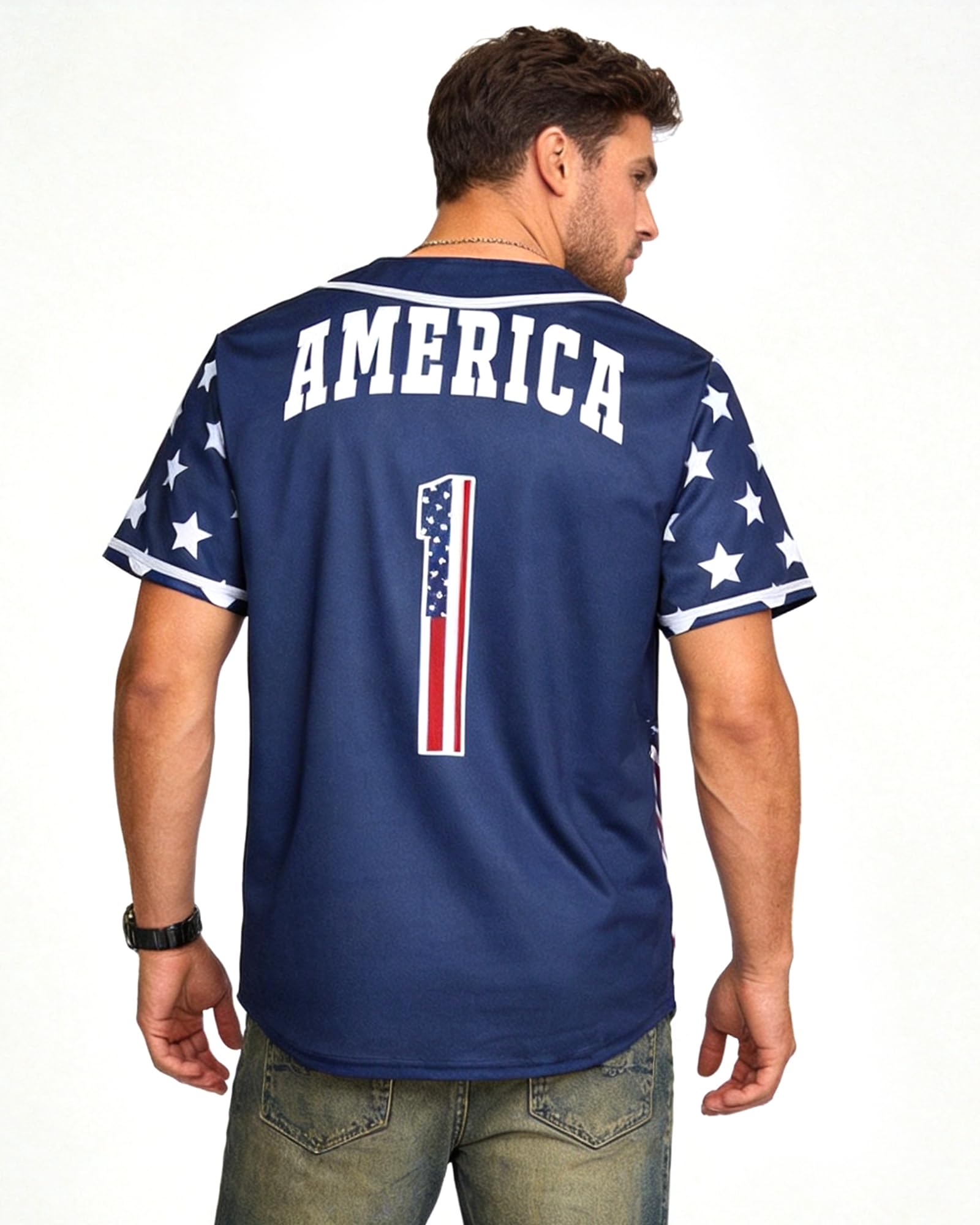 Maillot de baseball USA homme Drapeau américain Statue de la Liberté aigle Amérique Chemise sport