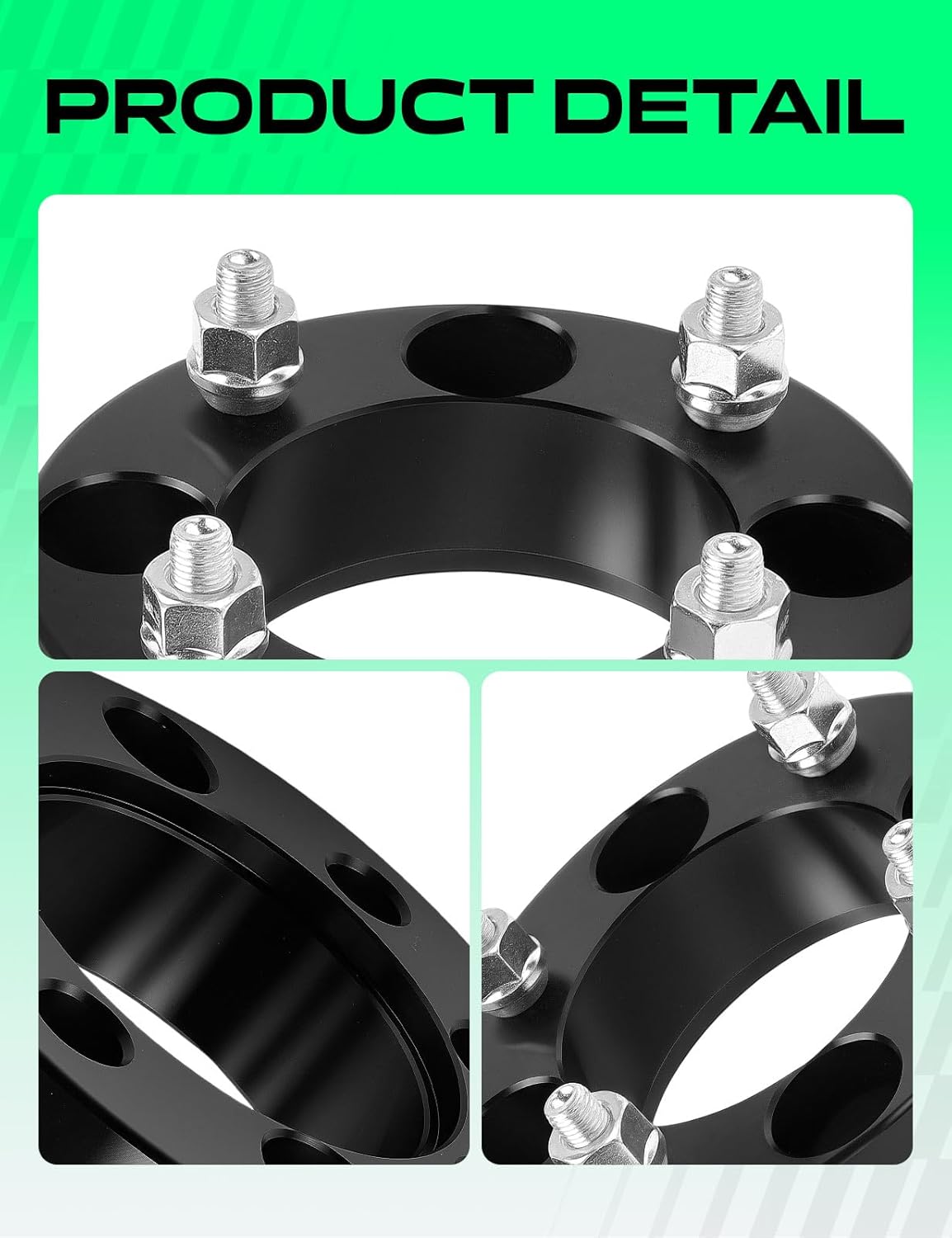 YHTAUTO 4x115 Wheel Spacers 1.5 Inch Compatible with Models Arctic Cat Yamaha, Tire Spacers w/10x1.25 Inch & 12.9 Grade Studs, 85mm Center Bore 4 Lug 2PCS Black
