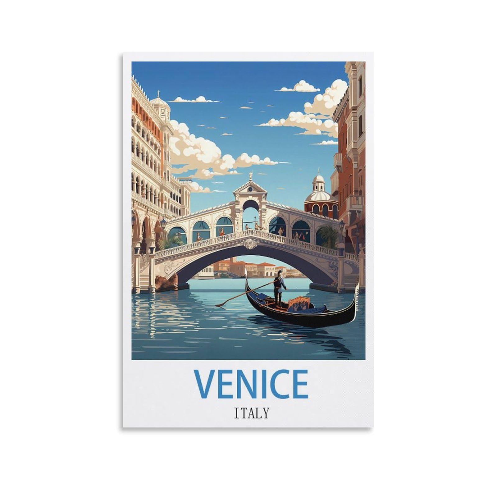FUUDANG Venice Italy Vintage Travel Poster 20x30inch(50x75cm) Canvas Art Poster And Wall Art Picture Print Modern Family Bedroom Decor Posters