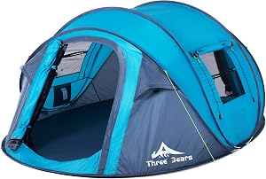 Three Bears Instant Pop-Up Tent–2 Person Tent with Easy Automatic Setup, Ideal for Camping, Traveling, and Outdoor Adventures. Quick and Convenient Assembly