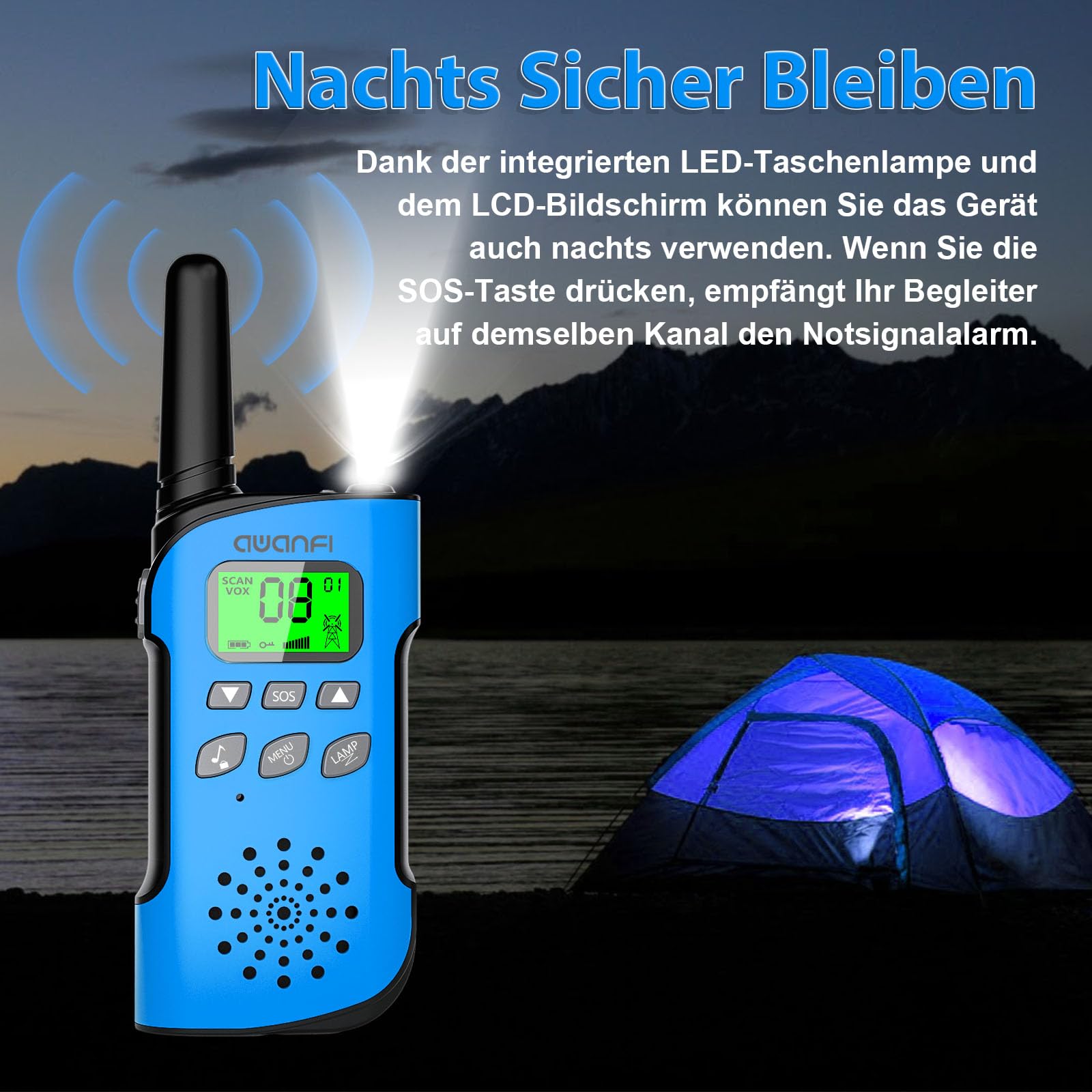 AWANFI Rechargeable Talkie Walkie Longue Portée Lampe Torche 8 Canaux des Enfants Adultes 2 AWANFI Rechargeable Talkie Walkie Longue Portée Lampe Torche 8 Canaux des Enfants Adultes 2