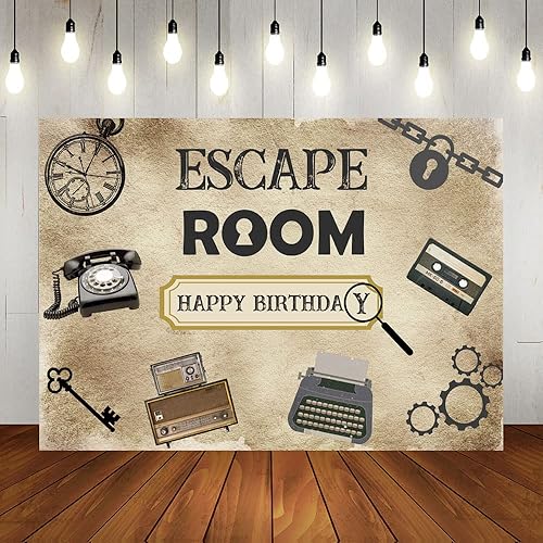 Lofaris Telón de fondo de cumpleaños con tema de detective, sala de escape, fondo de fiesta, misterio, investigación, análisis de suministros para