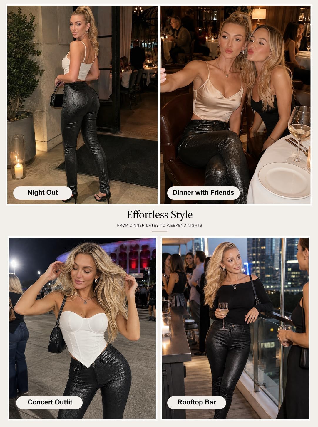 Avanova Women Faux Leather Pants Butt Lifting Leggings with Pockets