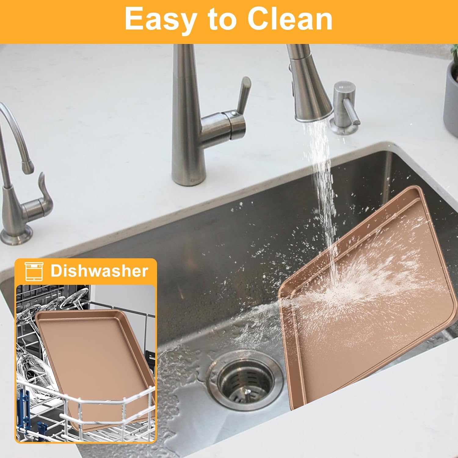 Deep Baking Pans Sets Nonstick, 2 Pack Baking Sheets for Oven, Bakeware Rectangular Cake Pan Set, Cookie Sheet Bakeware Set