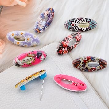Hijab Pins, 24 Pieces 8 Patterns Safety Pins Hijab Sari Pins Plastic Cover Safety Pins for Safety Locking Adult Clothes Diaper Scarf Decoration