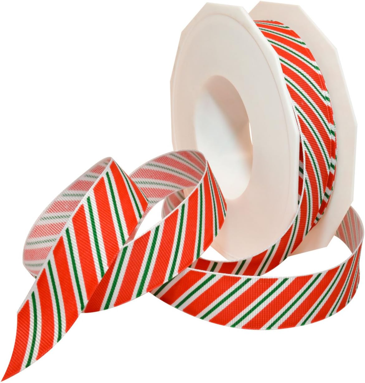 Morex Ribbon Wired Frosted Candy Cane Ribbon, 2.5 inch by 50 Yards, Red/White, 7412.60/50-609