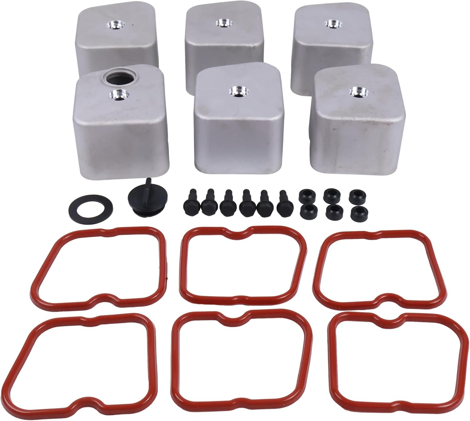 Aluminum Valve Covers W/Bolts Gasket 3928405 Compatible with Dodge Ram 2500 3500 5.9 Compatible with Cummins 1989-1998 Replaces 3929412 3960372,with Oil Feed Cap
