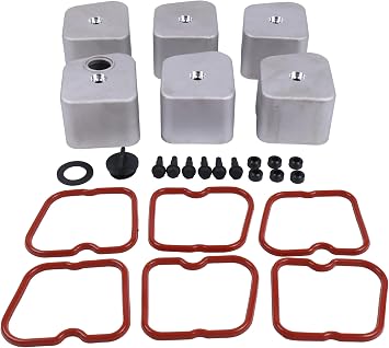 Aluminum Valve Covers W/Bolts Gasket 3928405 Compatible with Dodge Ram 2500 3500 5.9 Compatible with Cummins 1989-1998 Replaces 3929412 3960372,with Oil Feed Cap
