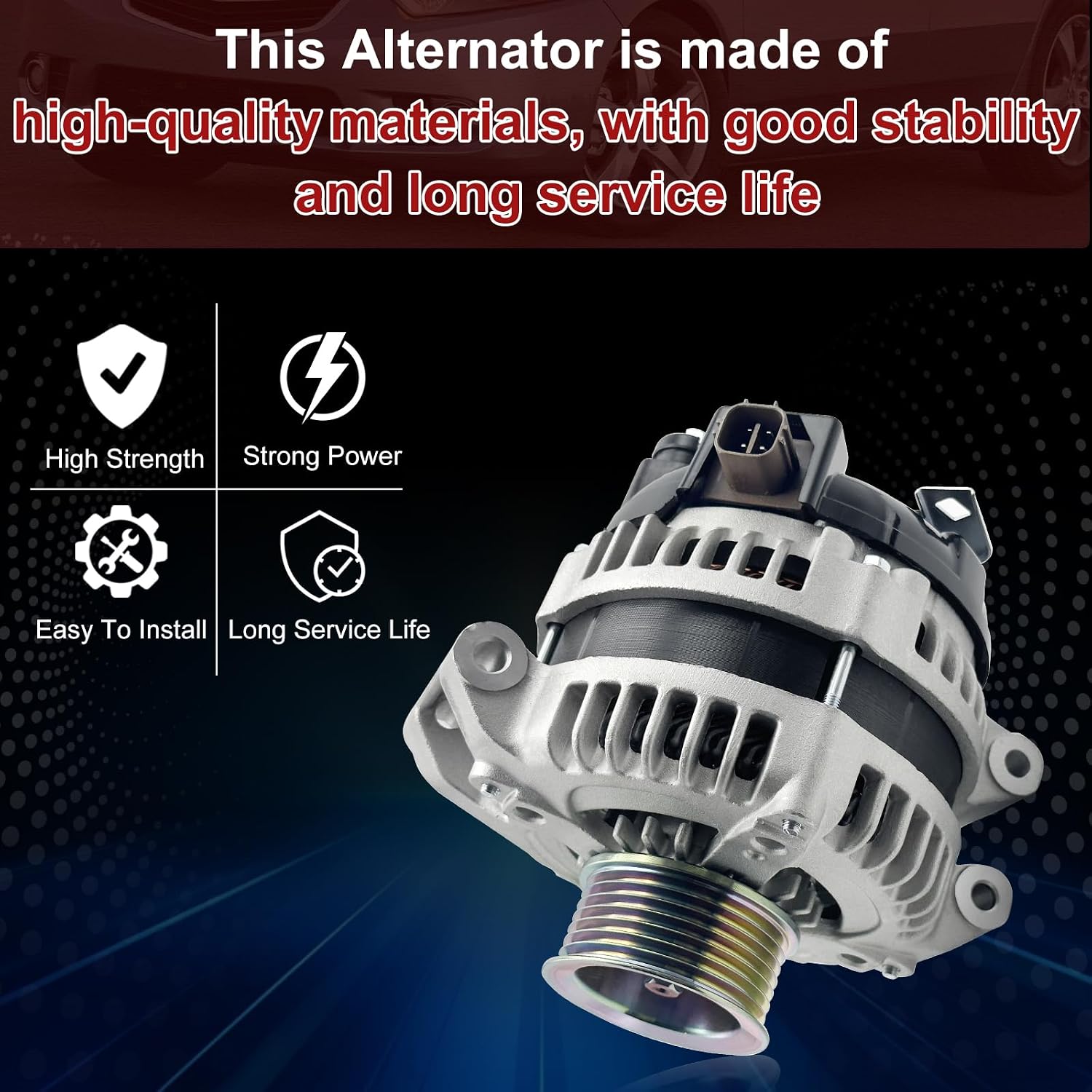 13980N Alternator Compatible with Honda Accord 2.4L 2003-2007 Civic 2.0L 2006-2011 CRV 2.4L 2007-2011 Element 2.4L 2003-2011 Acura CSX 2.0L 2006-2008 TSX 2.4L 2004-2008 31100RAAA01