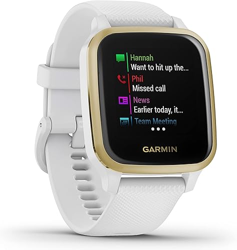 Miniatura 3 de Garmin Venu Sq, reloj inteligente GPS con pantalla táctil brillante, hasta 6 días de duración de la batería, oro claro y blanco - 010-02427-01 Oro
