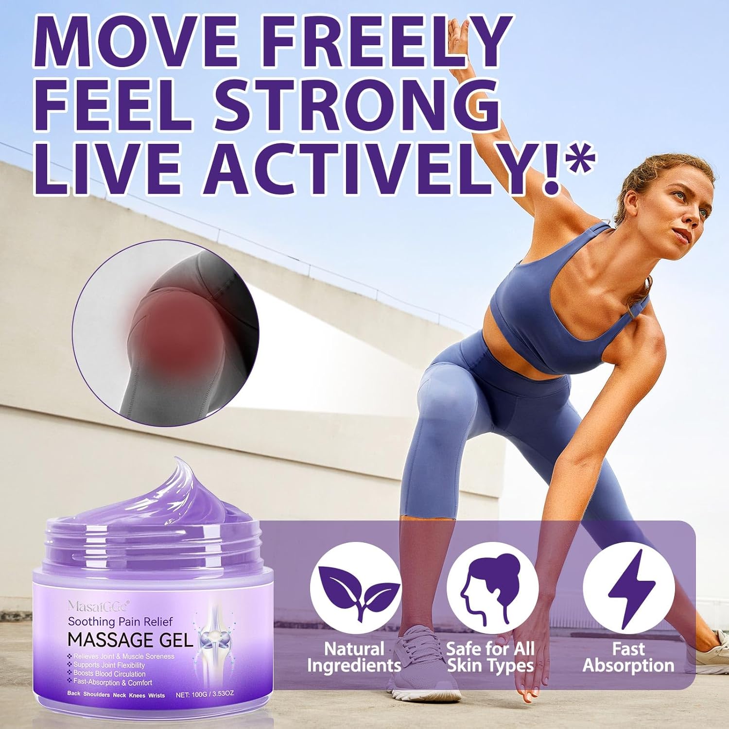 Soothing Massage Gel - Joint Massage Purple Gel, Natural Ingredients & Fast-Absorbing for Soothing Joint, Shoulder, Knee, Back & Muscle Stiffness - Image 8
