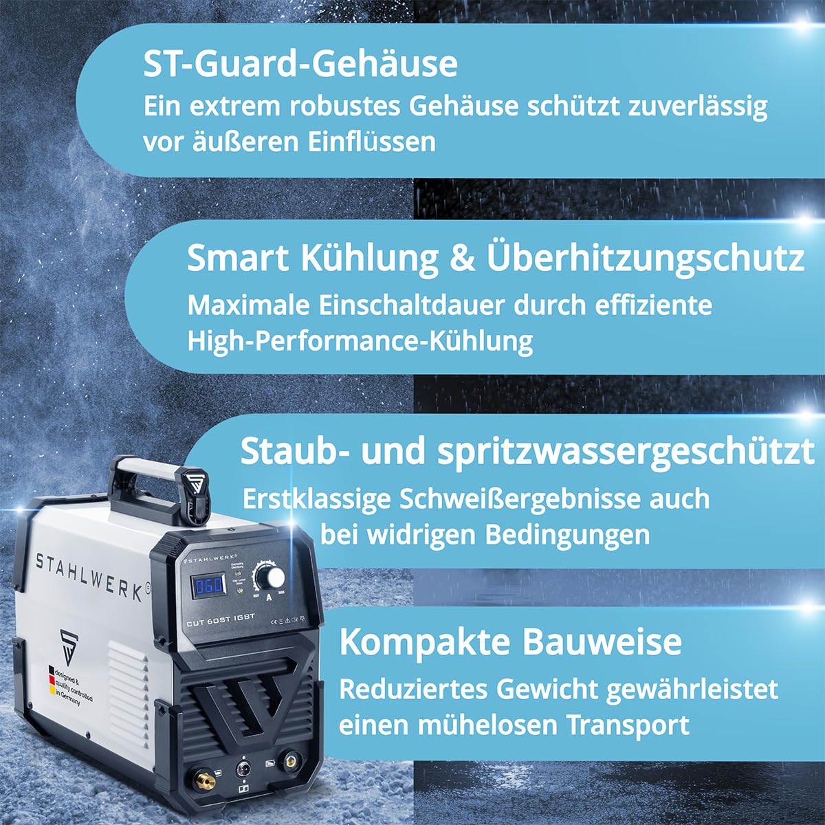 STAHLWERK Plasmaschneider CUT 60 ST IGBT 60A 24mm Schneidleistung HF-Zündung Überhitzungsschutz