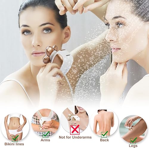 Miniatura 3 de Maquinilla de afeitar eléctrica para mujer, recargable, giratoria, impermeable, sin dolor, removedor de pelo inalámbrico con cabeza desmontable, uso