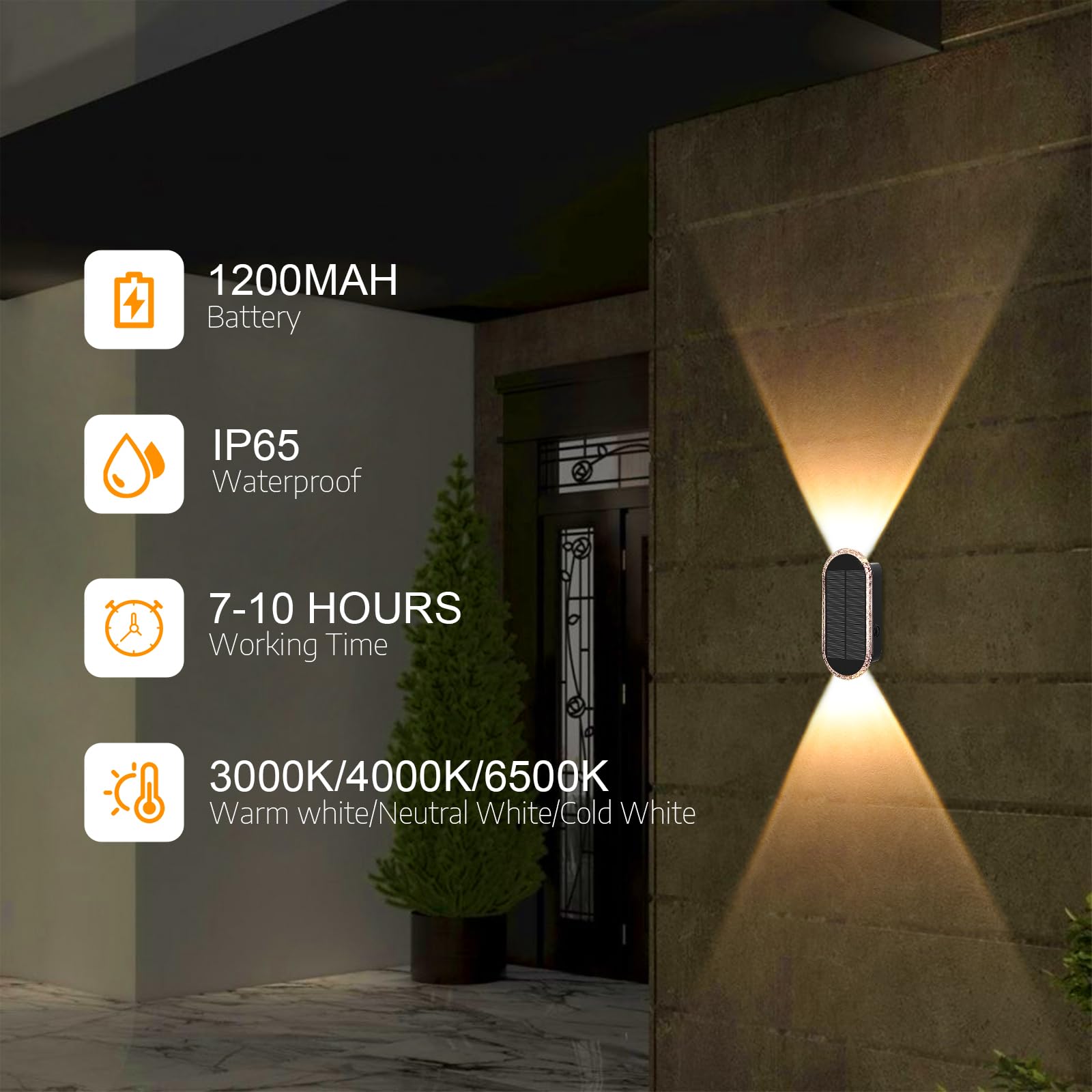 AGOTD Luci Solari da Parete Esterno Sopra e Sotto, 3 Temperature Colore LED, Impermeabile IP65, Luci Giardino, Cortile, Balcone, 4 Pezzi