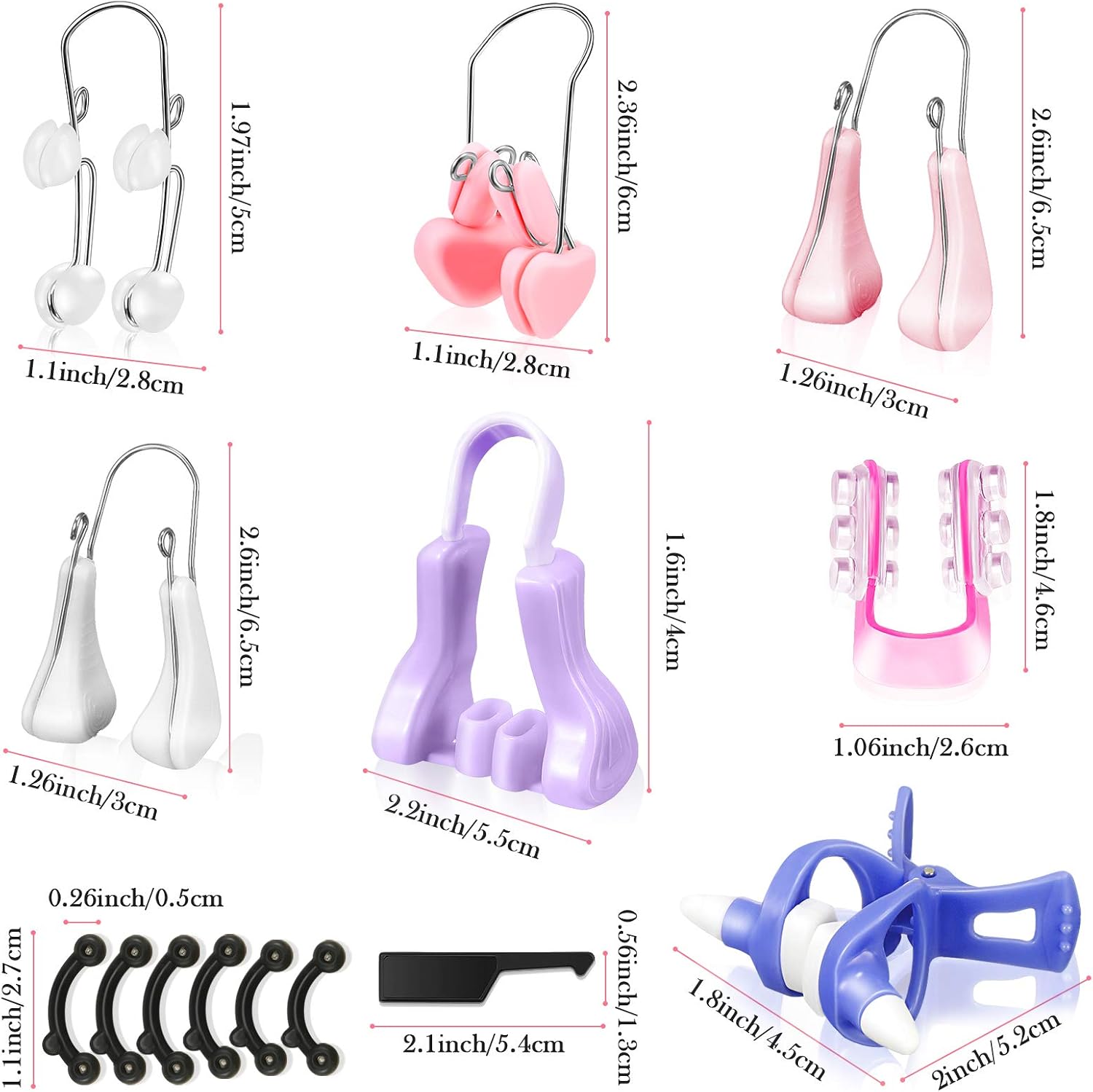 Nuanchu 7 Pieces Nose up Lifting Shaper Clips Set Nose Bridge Reduction Tool Silicone Lifter Beauty Clip Tools for Wide Low Curved Big