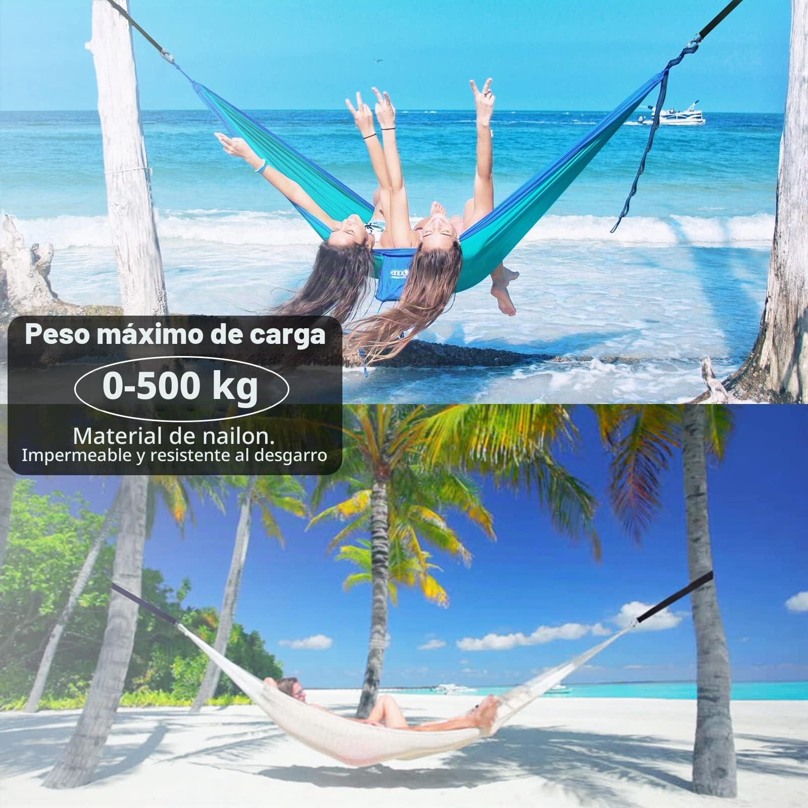 CENOVE Hamaca Correas de árbol Cinturón de Suspensión 2 Kit 150cm, Cuerdas Multifuncionales Suspensión Sostiene hasta 500 kg para Hamacas, Columpios