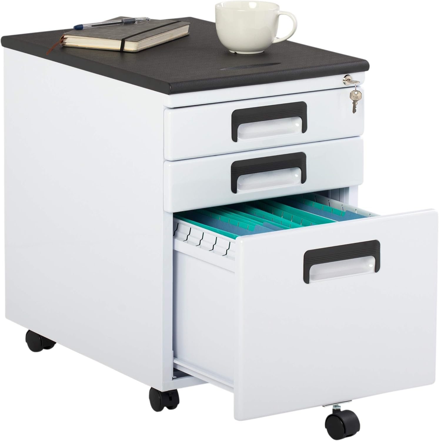 3 Drawer Metal Rolling File Cabinet with Locking Drawers : Office Products