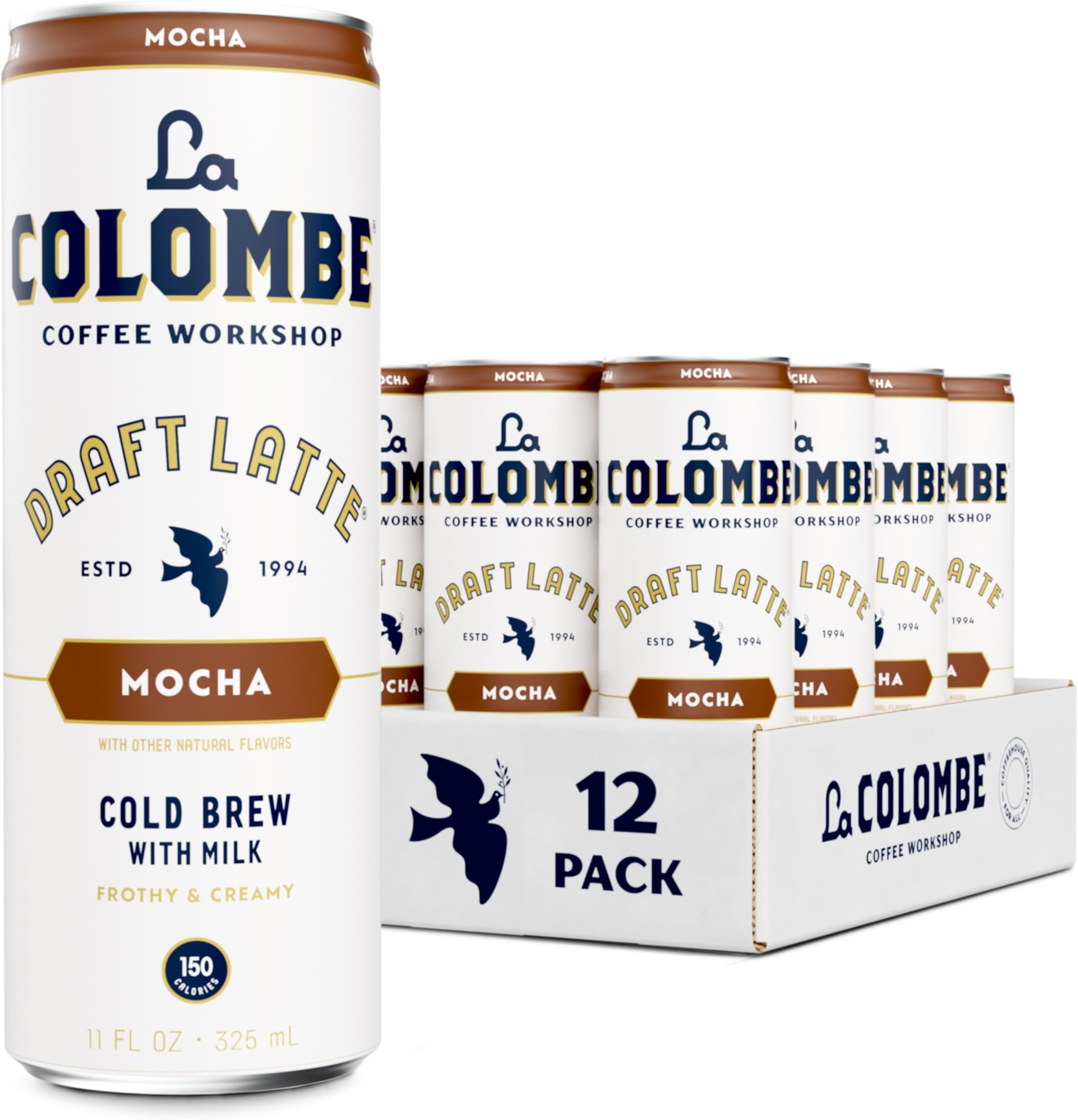 La Colombe Coffee, Mocha Draft Latte, 11 fl oz Cans (Pack of 12), Coffeehouse Quality Cold Brew, Specialty Grade Coffee Beans, Ready-to-Drink On-the-Go