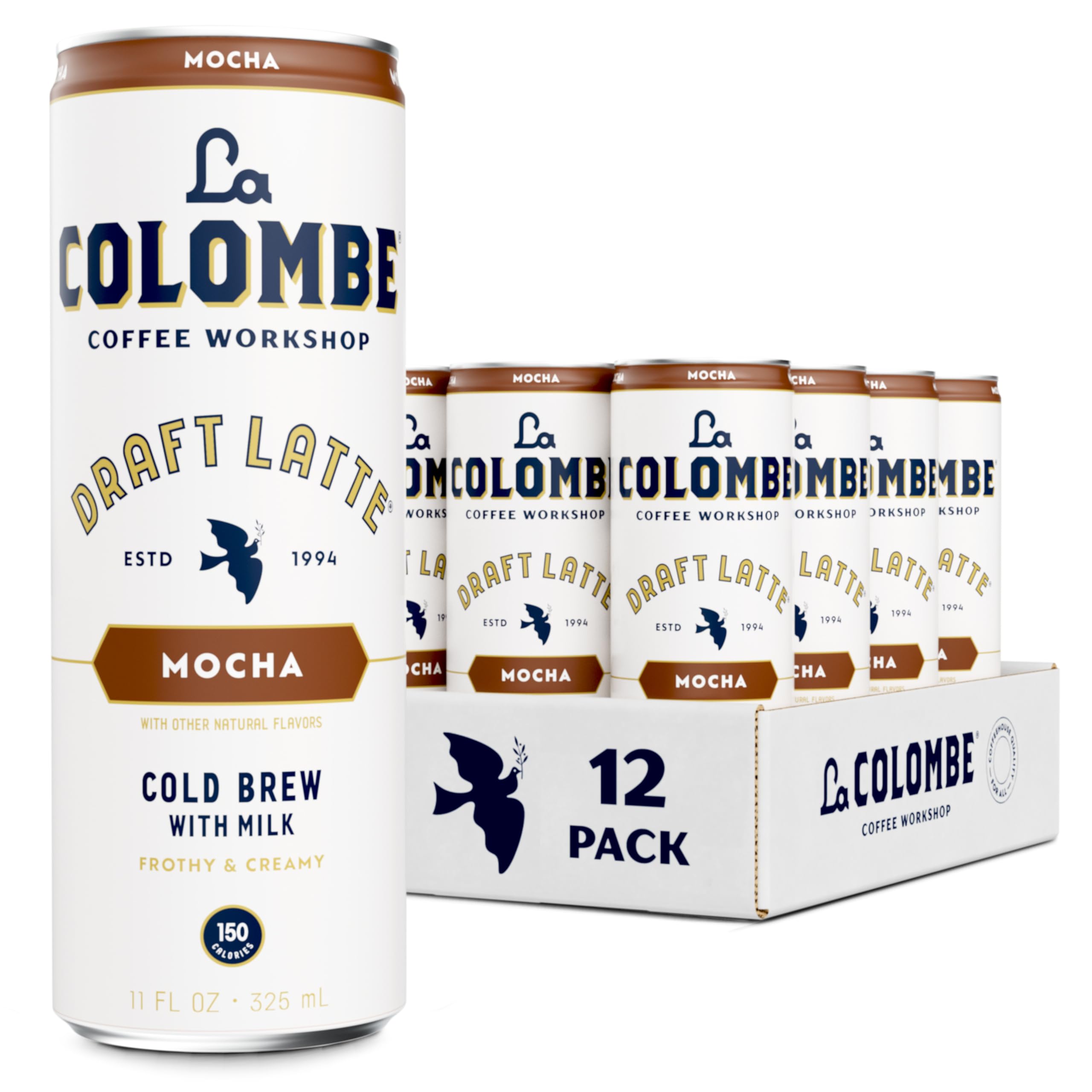 La Colombe Coffee, Mocha Draft Latte, 11 fl oz Cans (Pack of 12), Coffeehouse Quality Cold Brew, Specialty Grade Coffee Beans, Ready-to-Drink On-the-Go