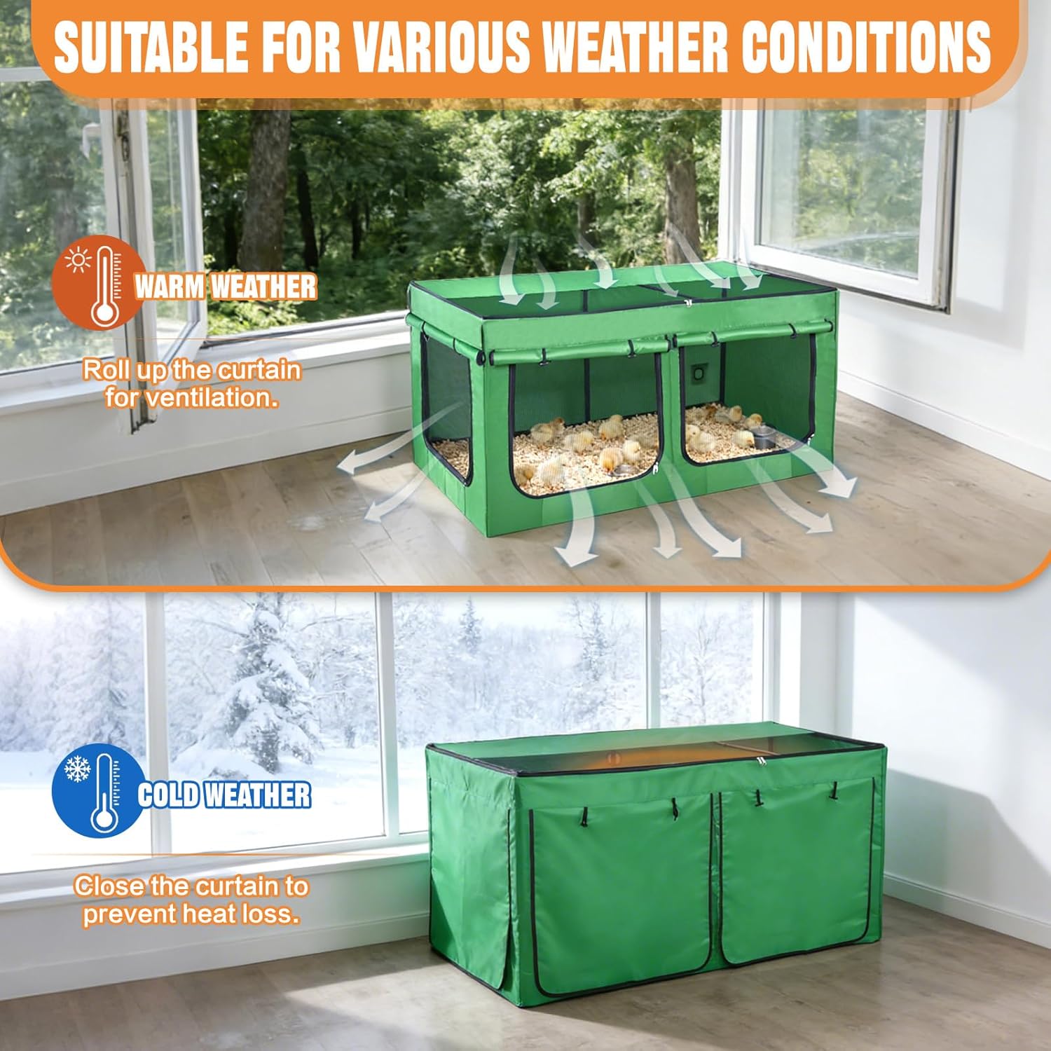 Brooder Box for Chicks, Chicken Run Large Chick Starter Kit Portable Brooding Pen with Breathable Mesh&Waterproof Pad Outdoor Indoor Small Animal Enclosures for Chicken Duck Quail (Medium)