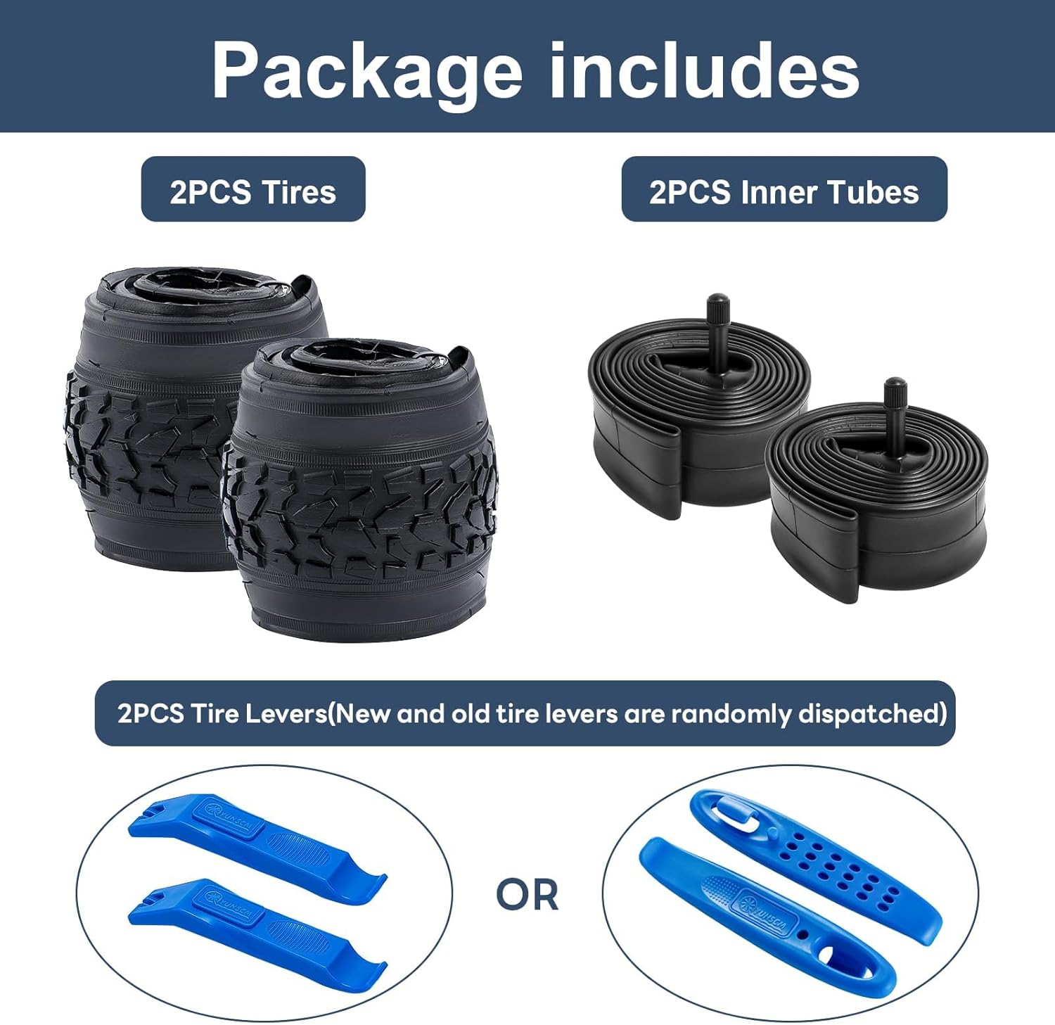 YUNSCM 2-PCS 24" Bike Tires 24x1.75/47-507 and 24" Bike Tubes Schrader Valve Compatible with Mountain Bike 24 X 1.75 Bicycle Tires and Tubes (Y-674)