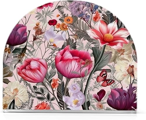 Napkin Holder Rustic Floral Butterfly Napkin Holders for Tables, Clear Acrylic Napkin Holders Cocktail Napkin Holder for Kitchen Restaurant Bar Home