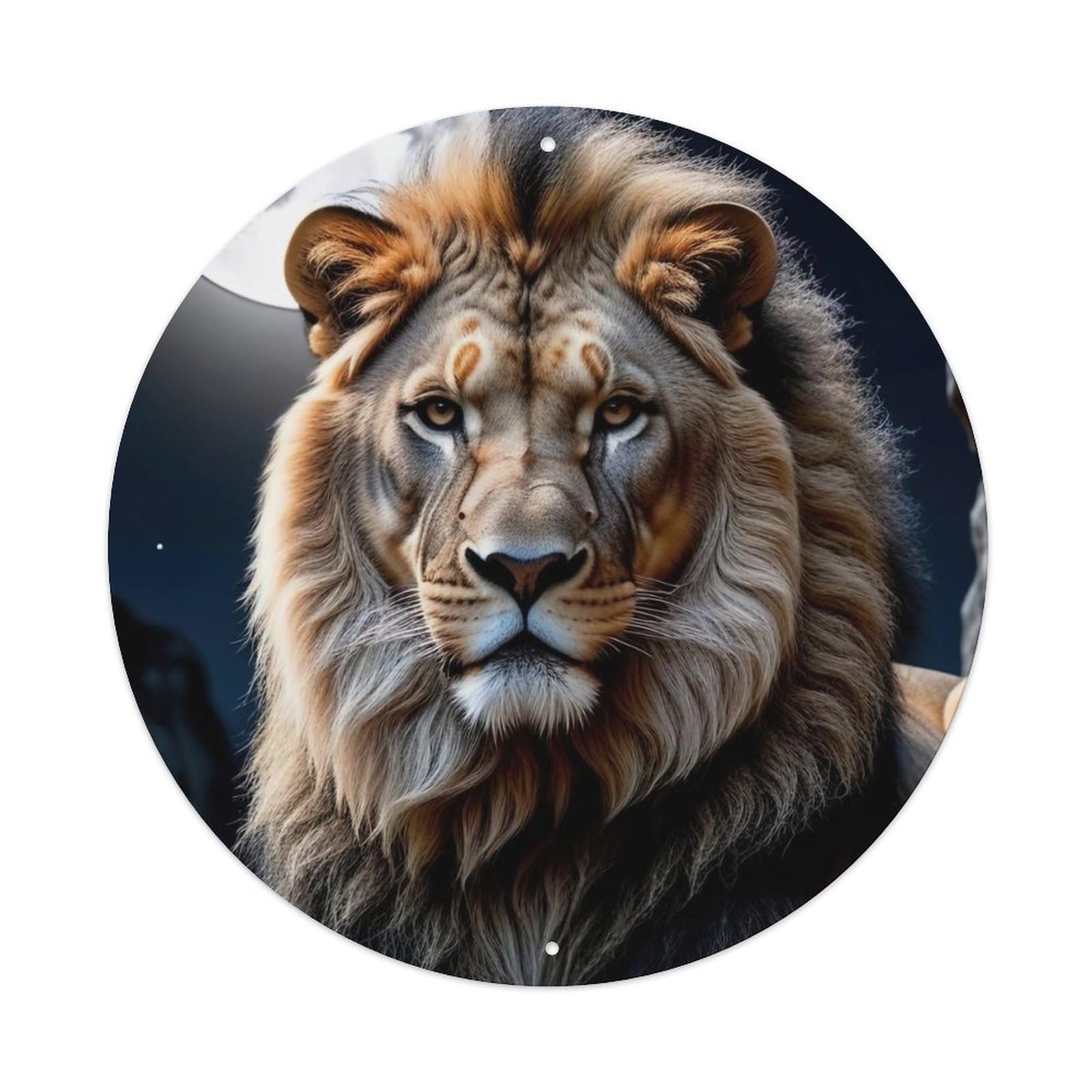 Animal The Lion in The Moon Artwork Metal Tin Sign