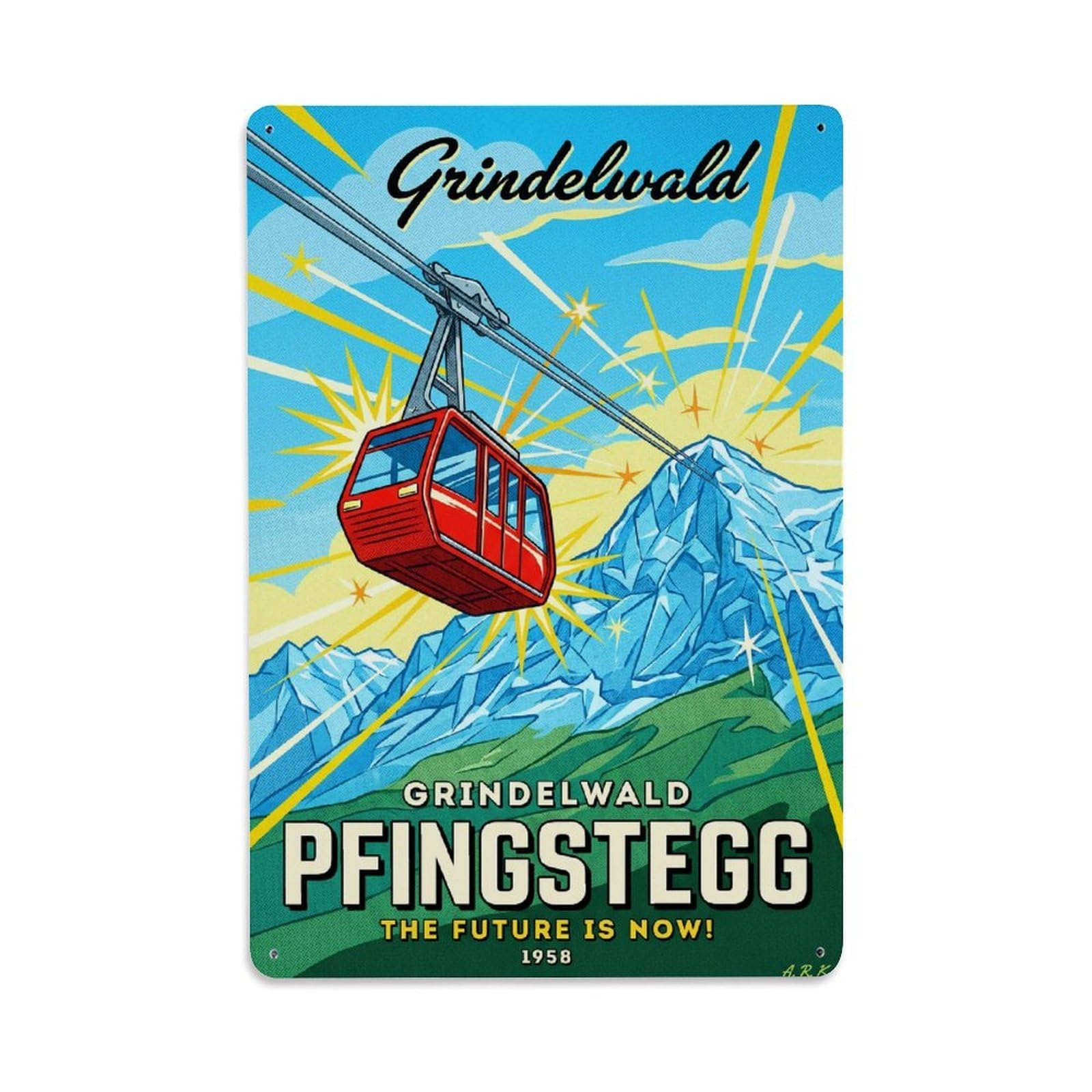 Gead 8X12inch Style Vintage Travel Switzerland Cable Journey Metal Tin Sign