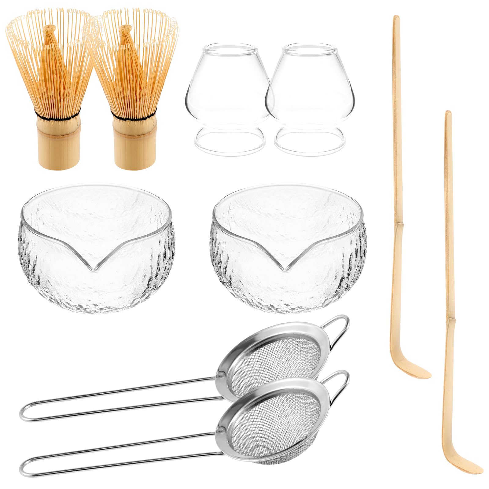 Glass Matcha Bowl Scoop Set for Home, Heat Resistant Handmade Whisk and Holder Set, Simple to Clean Sifter Whisk Kit for Matcha Lover