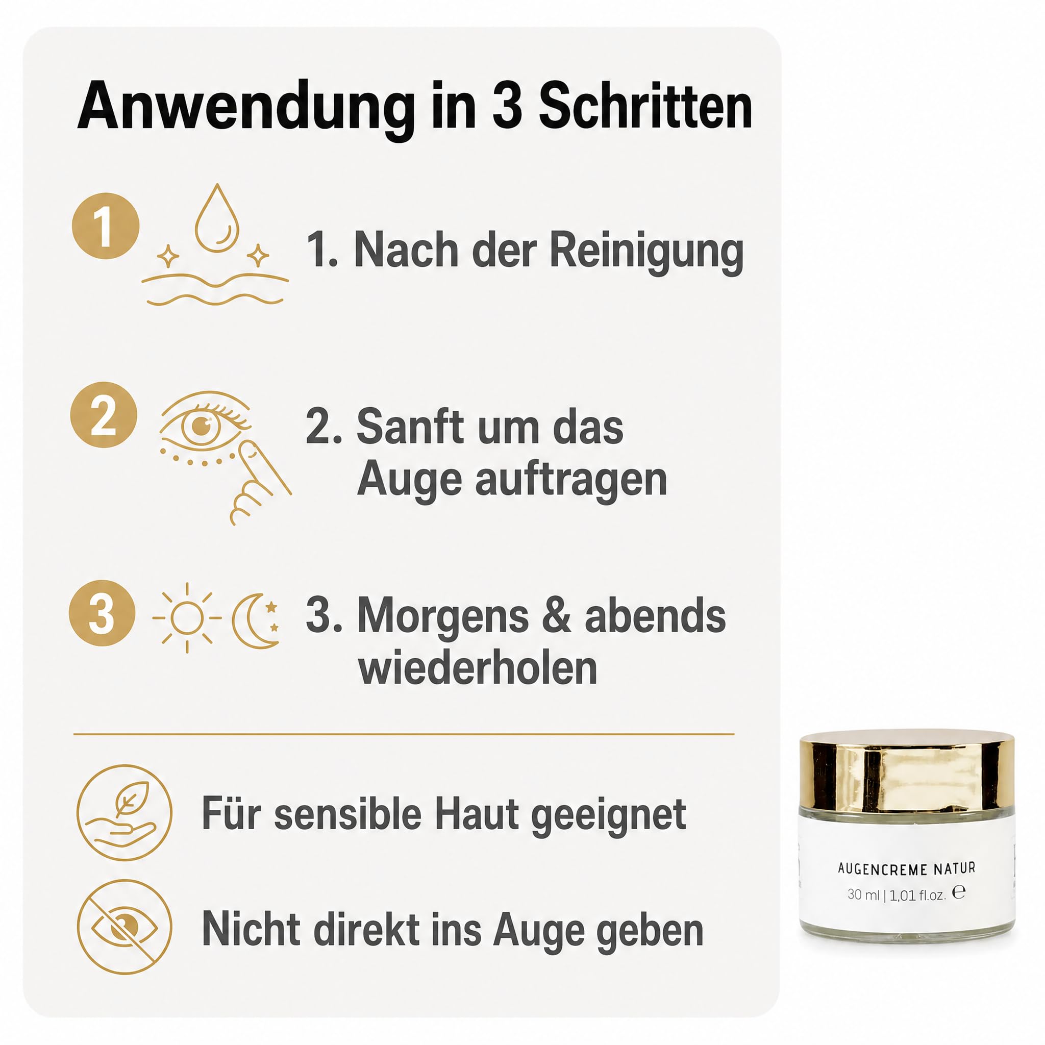 KS Beauty Augencreme Natur mit Aloe Vera & Arganöl, 30 ml | Kornblumenextrakt, Glycerin, Vitamin E