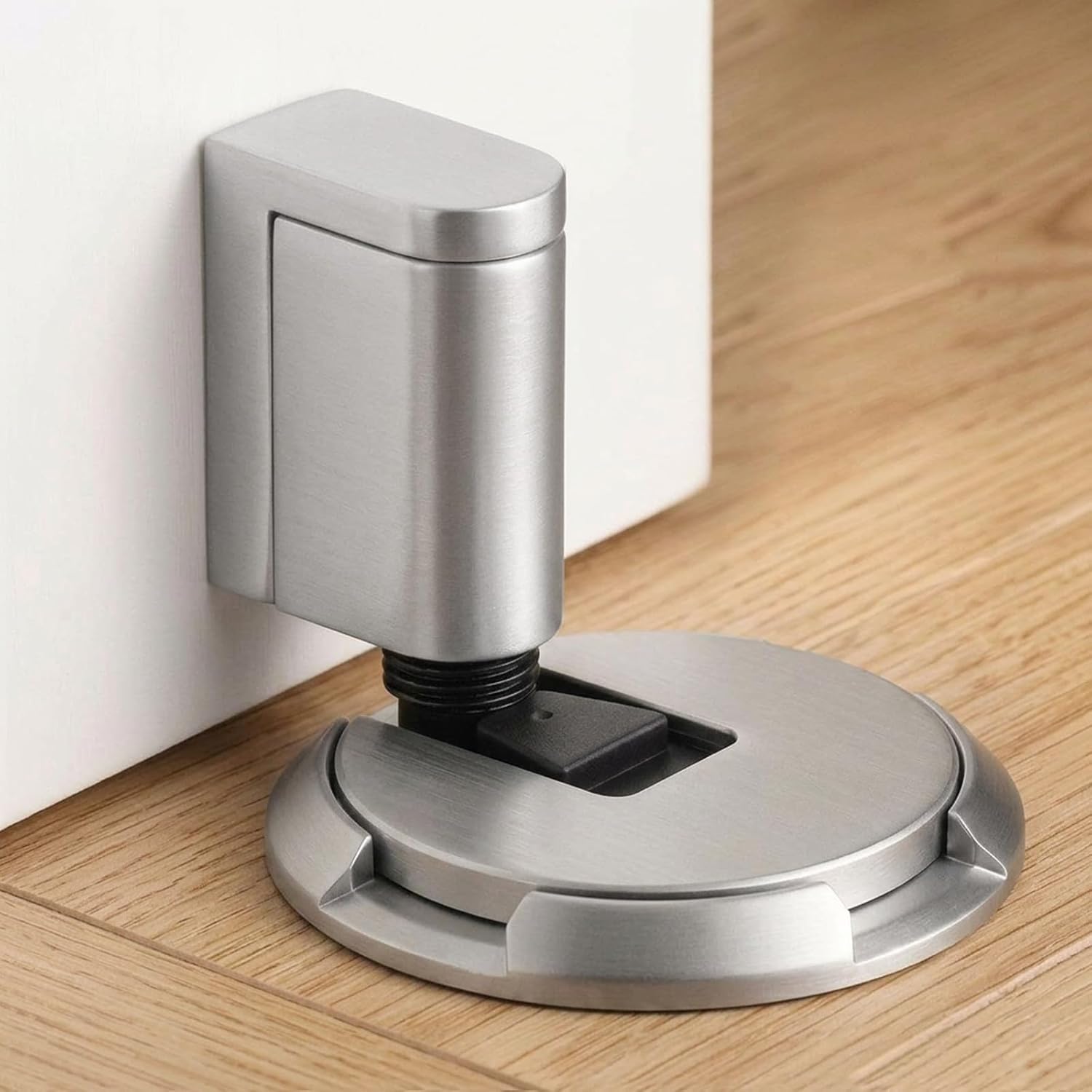 Windproof Door Stoppers Adjustable Bottom of Door Holder No Drilling Mechanical Floor Door Stop Suitable for Door Gaps Less Than 1 Inch (25mm) Brushed Nickel 2 Pack BN-2