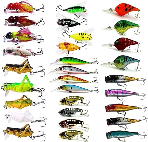 Miniatura 9 de Hard Fishing Lures Set Minnow Popper Jointed VIB Shrimp Frogs CrankBaits for Beginner Starter, XBLACK Baits, Catch Big Fish!