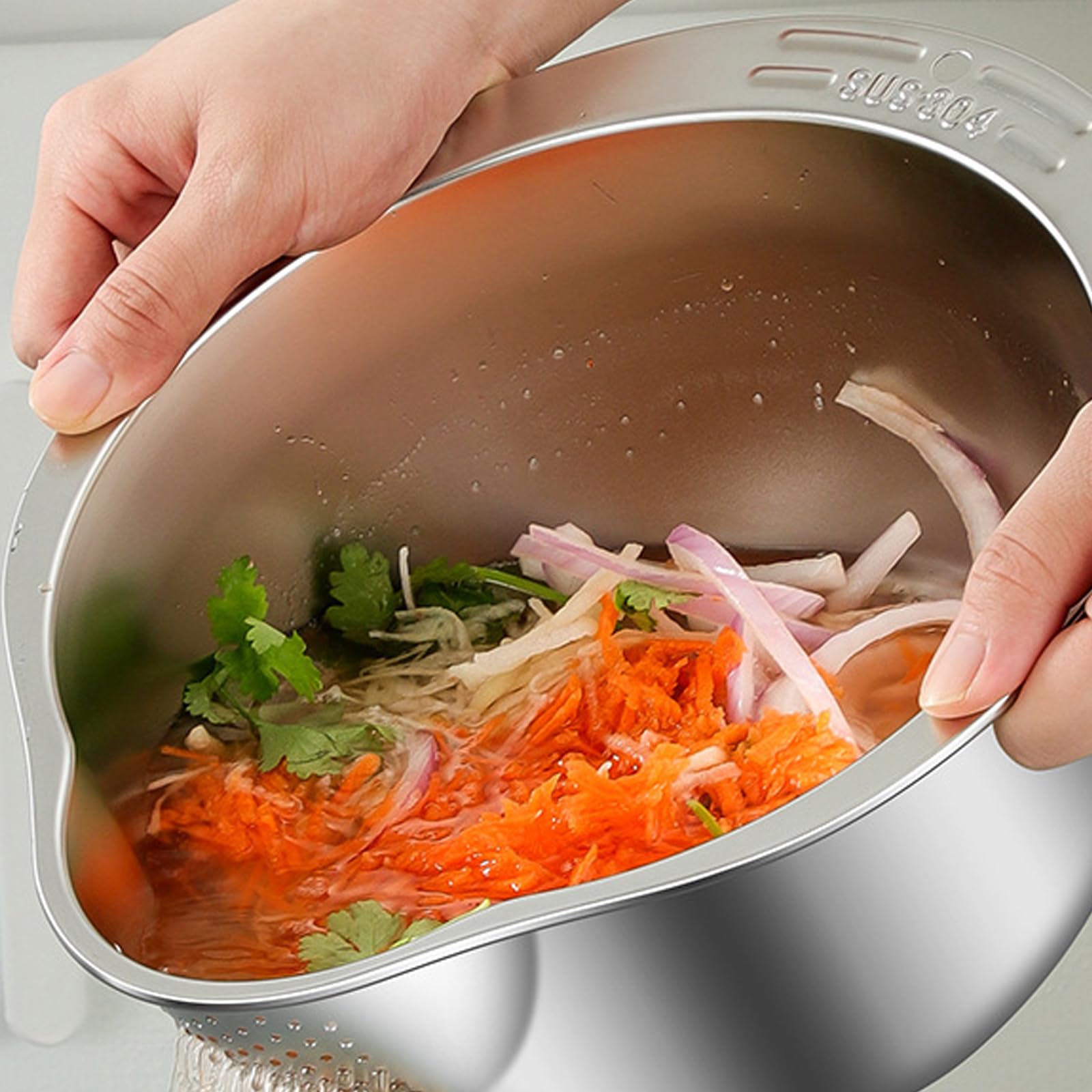 Küchensieb-Set aus rostfreiem Stahl, Reis-Waschschüssel, Reissieb, Obst- und Gemüsesieb, Küchenwerkzeug, rostfreier Stahl, abgestufte Töpfe, Salatschüssel