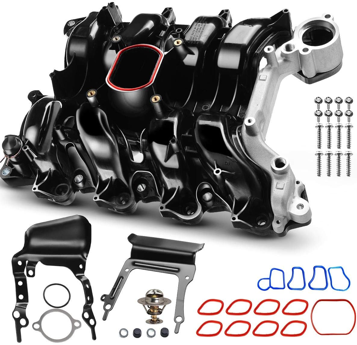 APremium Upper Intake Manifold with Thermostat Compatible with Ford