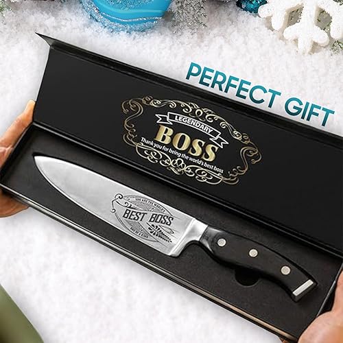 Miniatura 6 de Best Boss - Cuchillo de chef de alta calidad para regalo de cumpleaños, cuchillo de cocina de acero al carbono de 8 pulgadas con mango de madera de
