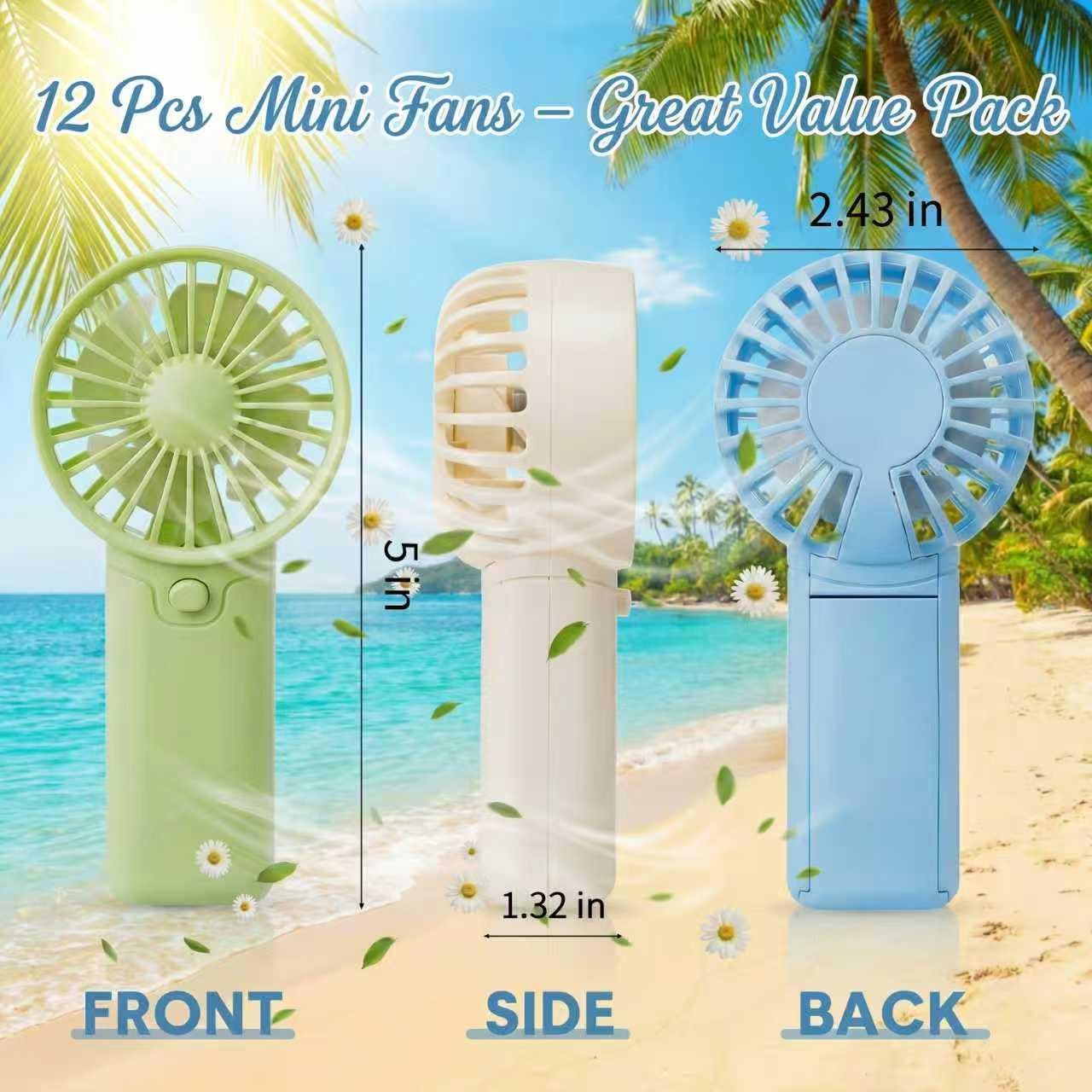 12 Pack Mini Handheld Portable Fans Bulk AAA Battery Operated Small Personal Fans for Summer Weddings Party Favors Travel Beach Indoor Outdoor Camping Cooling Gifts (Macaron Chill Color)