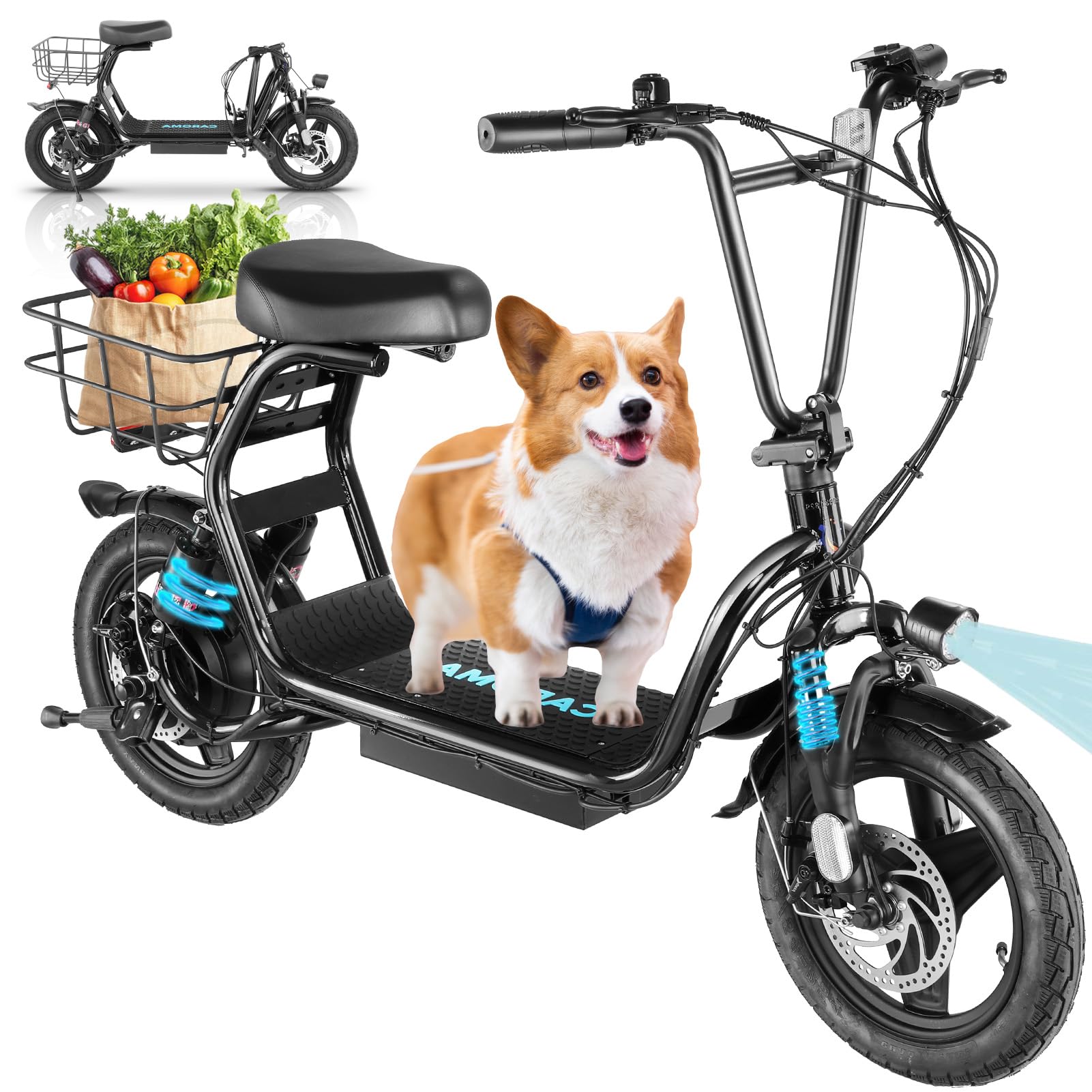 Photo 1 of Caroma Peak 1200W Electric Scooter with Seat, 14" Fat Tire, 500Wh Battery, 30 Miles Range, 20MPH Top Speed, Foldable Electric Scooters for Adults, Shock Absorbing Electric Bike for Commuting