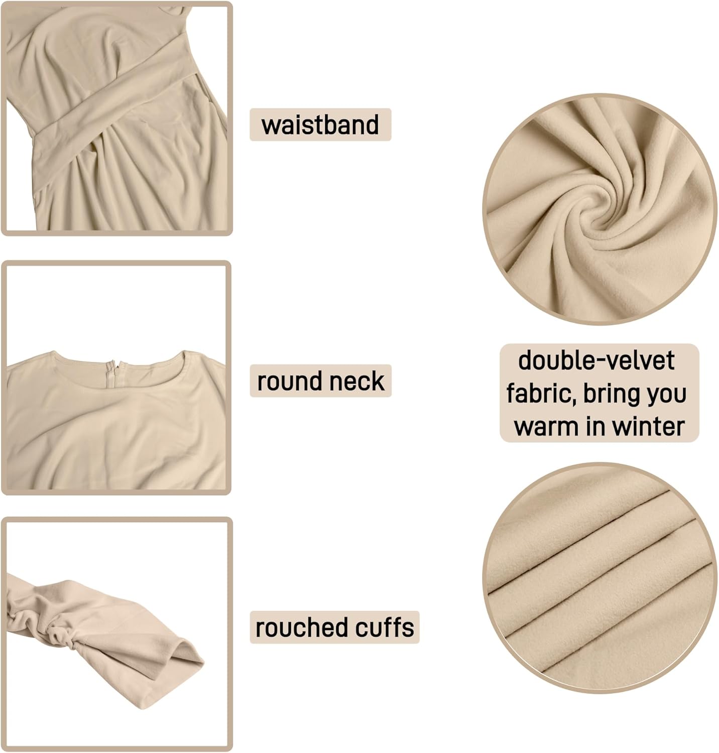 Women Abaya Dress Muslim Winter Dress Islamic Waistband Robe Long Sleeve Prayer Gown - Image 5