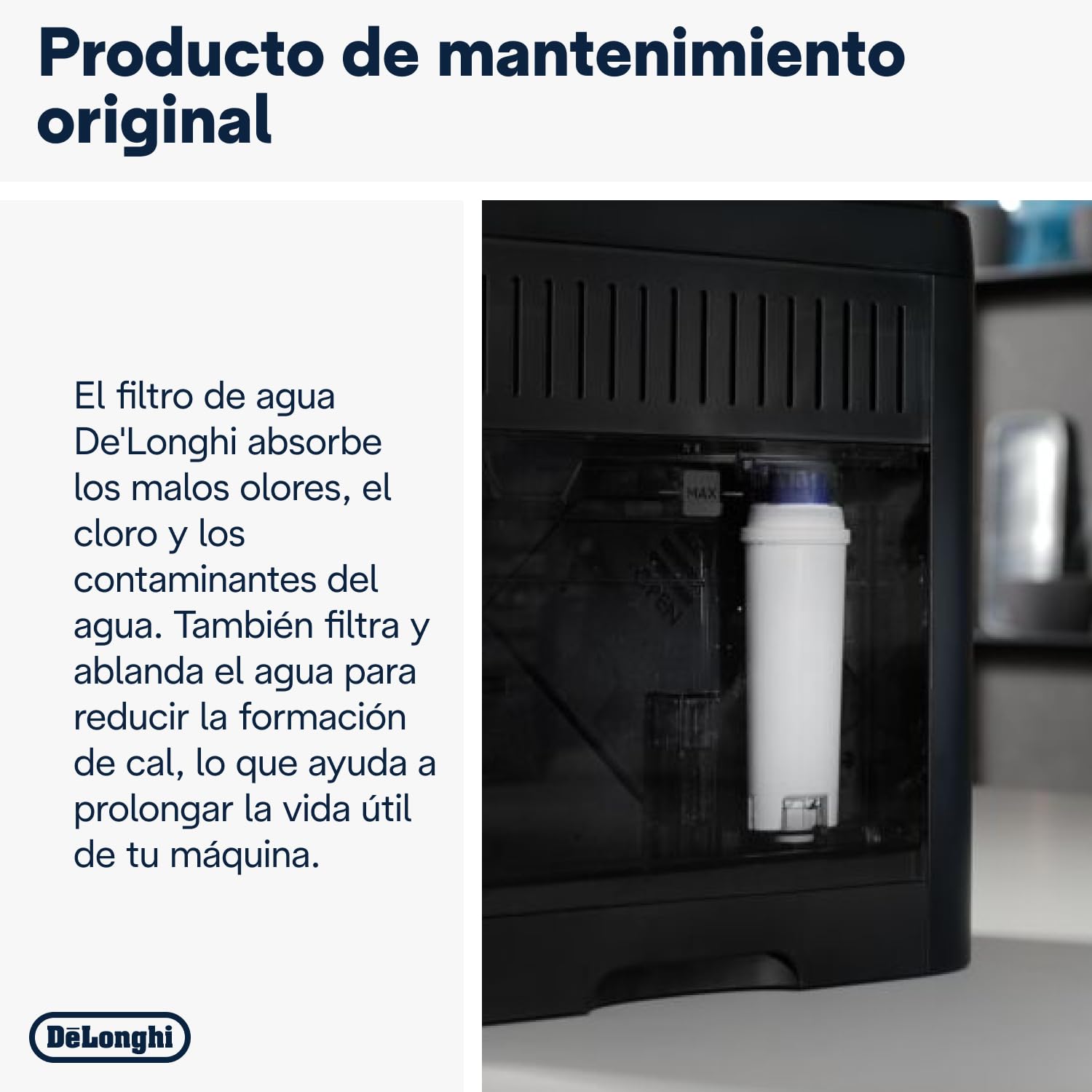 De'Longhi Filtro de Agua para Máquina de Café, Filtro Descalcificador, Filtro de Repuesto para Máquina de Café Automática Serie Ecam, Paquete de 4 Filtros de Agua, DLSC321