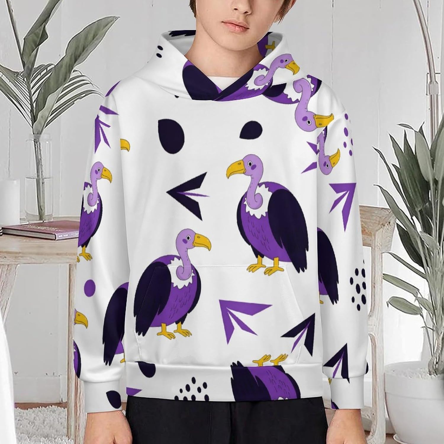 Boys Hoodies Kids Rabbit Floral Long Sleeve Hooded Sweatshirts