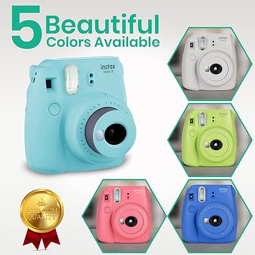 Vista 6 de FujiFilm Instax Mini 9 cámara instantánea + película Fujifilm Instax Mini (40 fotos), paquete con accesorios, incluye funda de transporte, filtros
