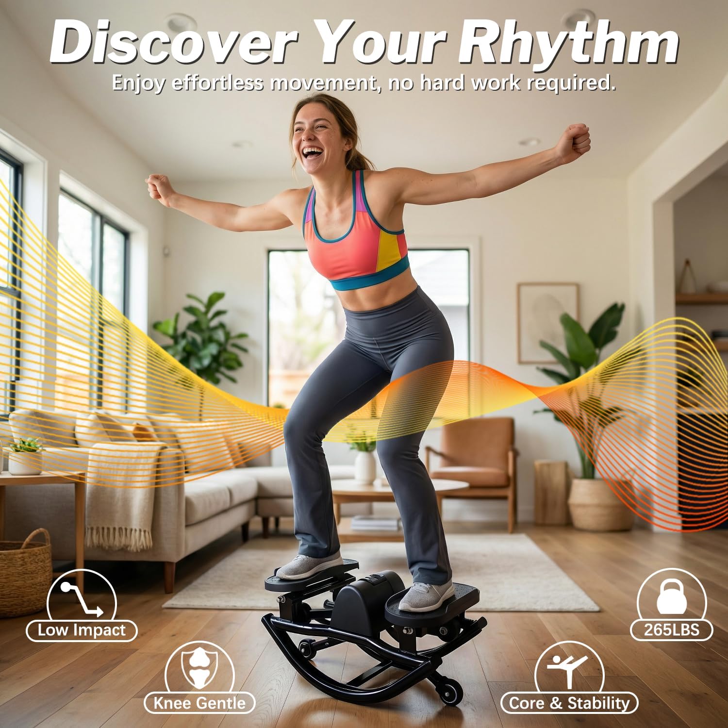 Rocking Stepper for Exercise at Home, 2026[New Vision] Motion Stair Stepper with Resistance Bands & Balance Board, Low-Impact Full Body Workout Equipment, Stable Structure Exercise Equipment