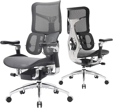 SIHOO Doro S300 Ergonomic Office Chair, Computer Chair, Dual Dynamic Lumbar Support, 6D Coordinated Armrests, Adjustable Desk Computer Gaming Rolling Chair Black Italian Velvet Mesh
