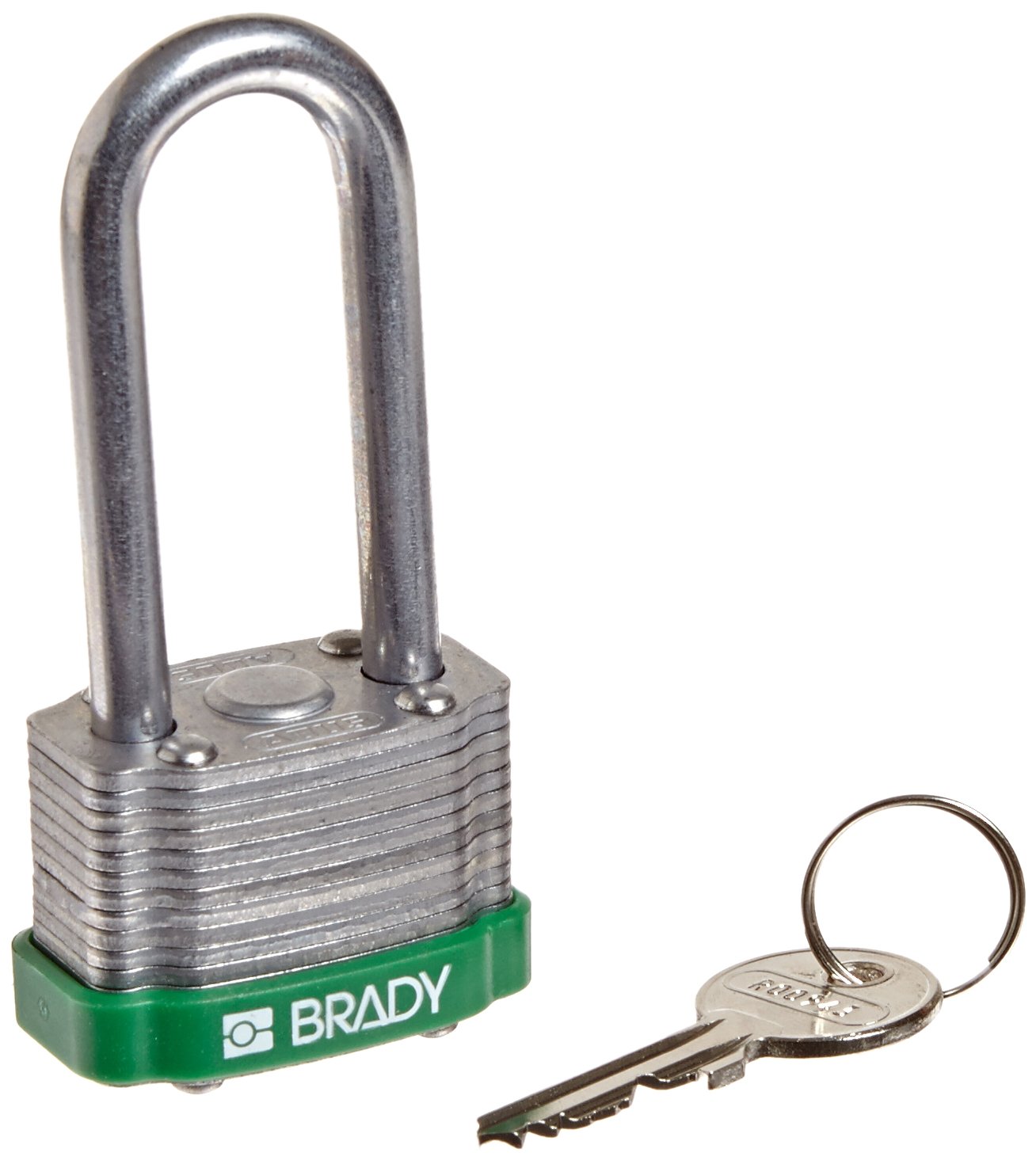 Brady 118943 Green, Key Retaining Steel PadLock 2" Shackle Keyed