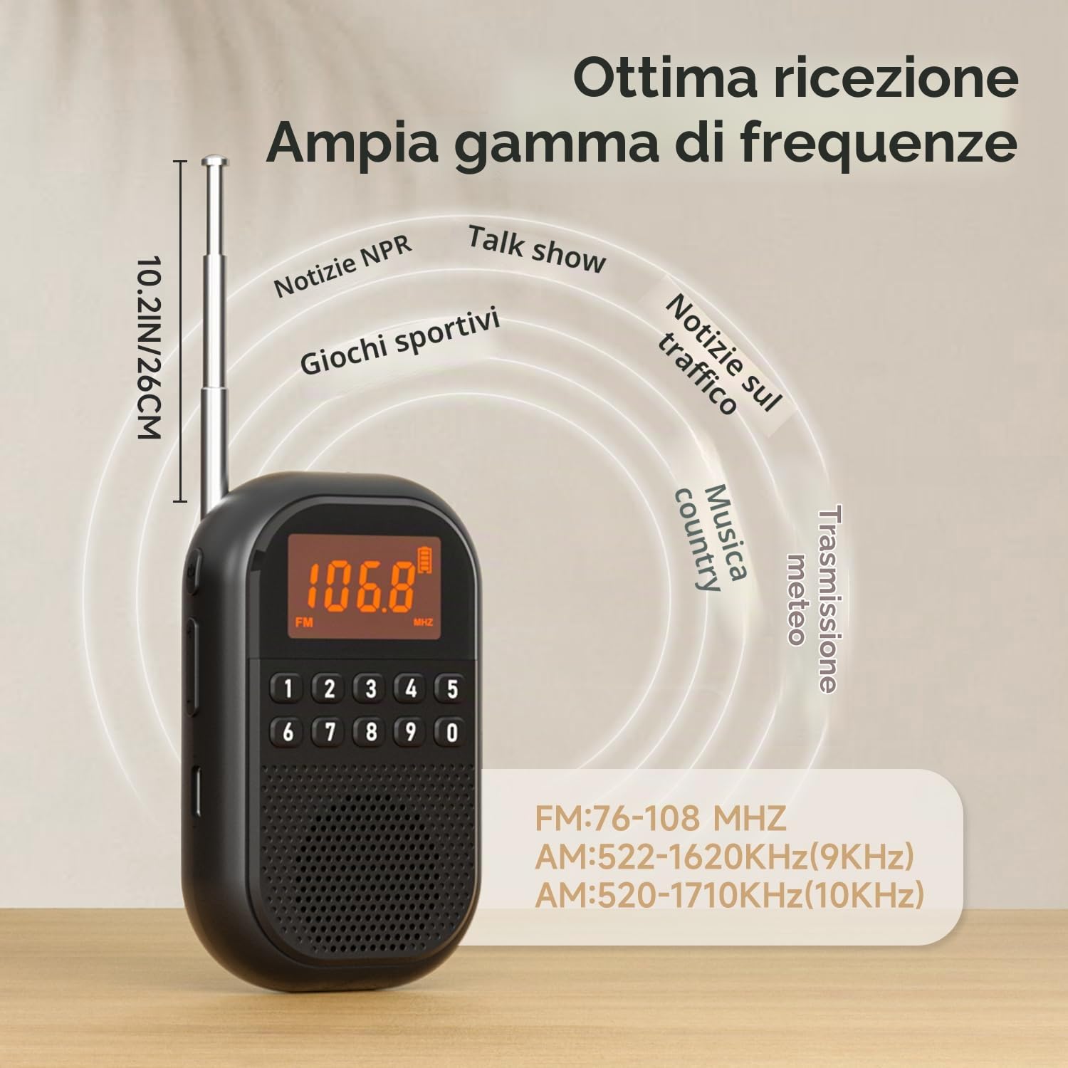 Radio AM FM Tasca,Radio Portatile Ricaricabile Connessione Bluetooth,Radio Mini Antenna Telescopica, Altoparlante Grande,Cuffie Stereo,Timer Spegnimento Automatico, Facile Usare per gli Anziani