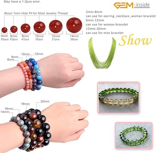 Miniatura 7 de GEM-insid - Cuentas sueltas de peridoto verde facetadas con cuentas sueltas de energía natural para hacer joyas, 0.236 pulgadas, redondas, 15