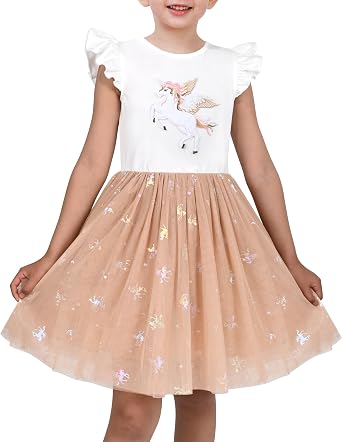 Sunny Fashion Girls Dress Pink Sequin Wedding Hi-Low Tulle Skirt Tutu Flutter Sleeve