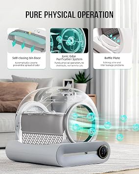 Self Cleaning Cat Litter Box, Automatic Cat Litter Tray With Odor Removal & App Control, Smart Robot Litter Tray For Multi Cats,With 1 Roll Garbage Bags