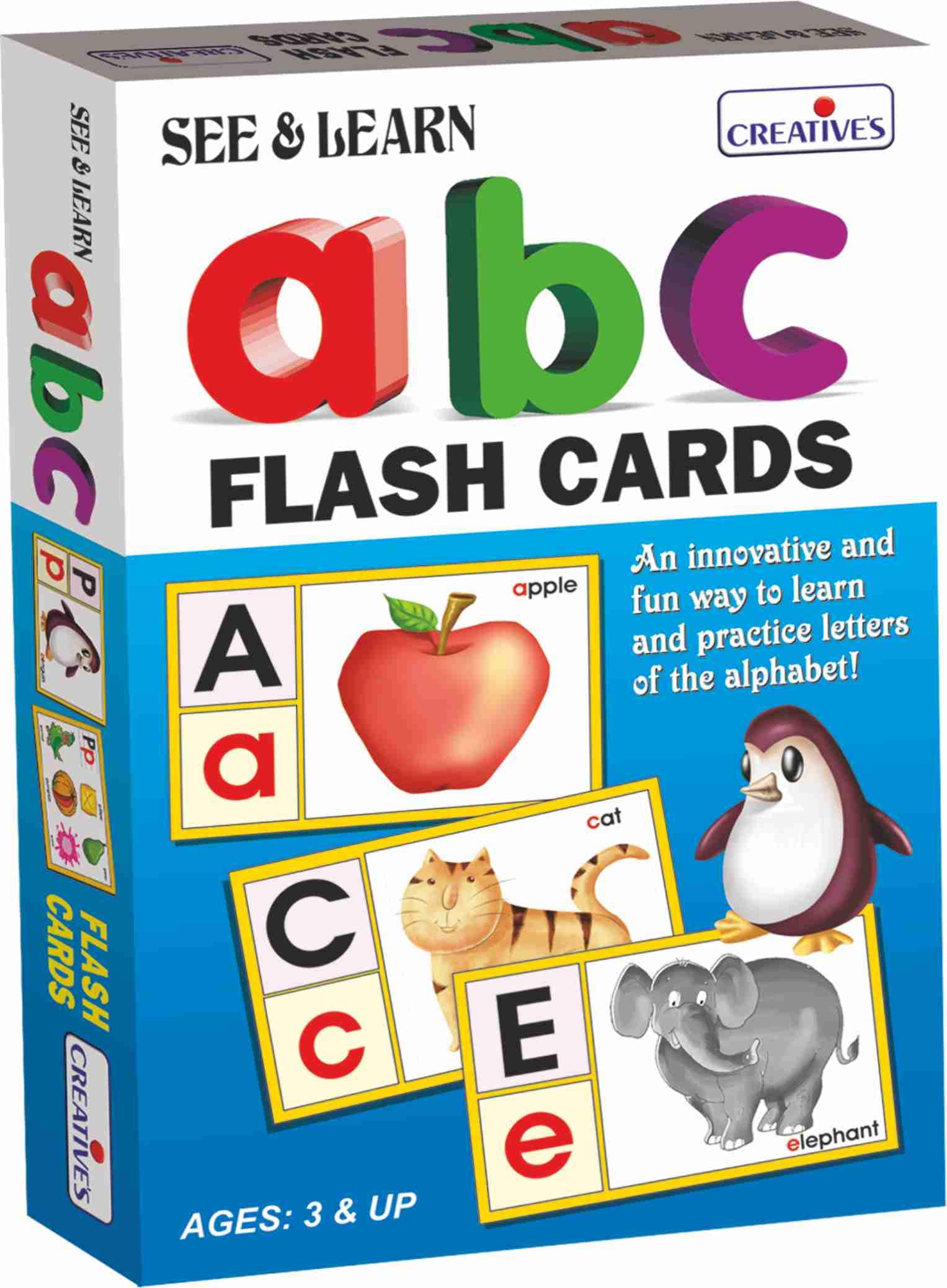 Creative's See and Learn ABC Flash Cards | Early Learning Alphabet Flash Cards | 26 Letter Cards | Alphabet with Picture Cards | Montessori Toys & Games, Preschool Learning for Kids 3 & Up Years
